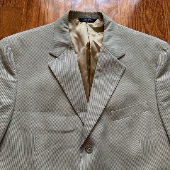 Brooks Brothers Blazer Men’s 41R Tan Cotton Stripe Jacket USA Made Classic Fit - Picture 3 of 15